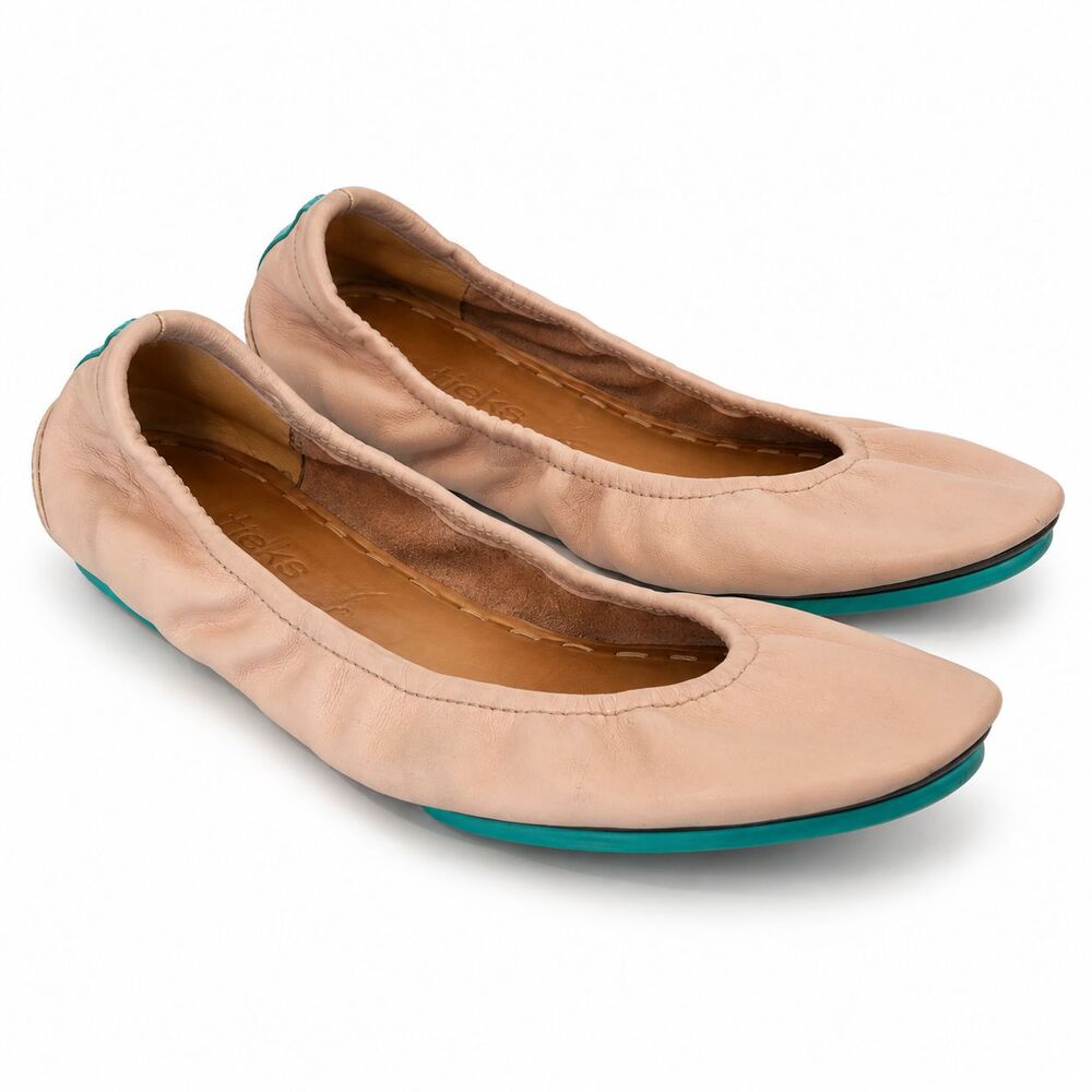 🩰 Tieks Ballerina Pink Ballet Flats Women 8 Leather Foldable Travel Shoes GUC